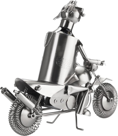 BRUBAKER Flaschenhalter Motorradfahrer Metall Skulptur Geschenk mit