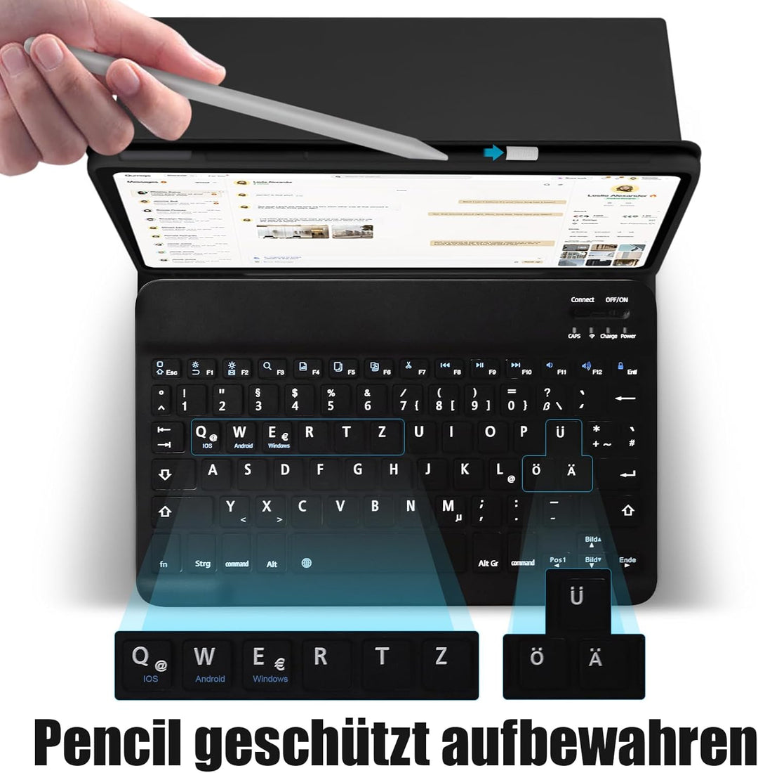 KTOITION Hülle mit Tastatur für Lenovo Tab P11 (2nd Gen) 11.5 Zoll TB350FU/TB350XU - (Deutsches) Tas