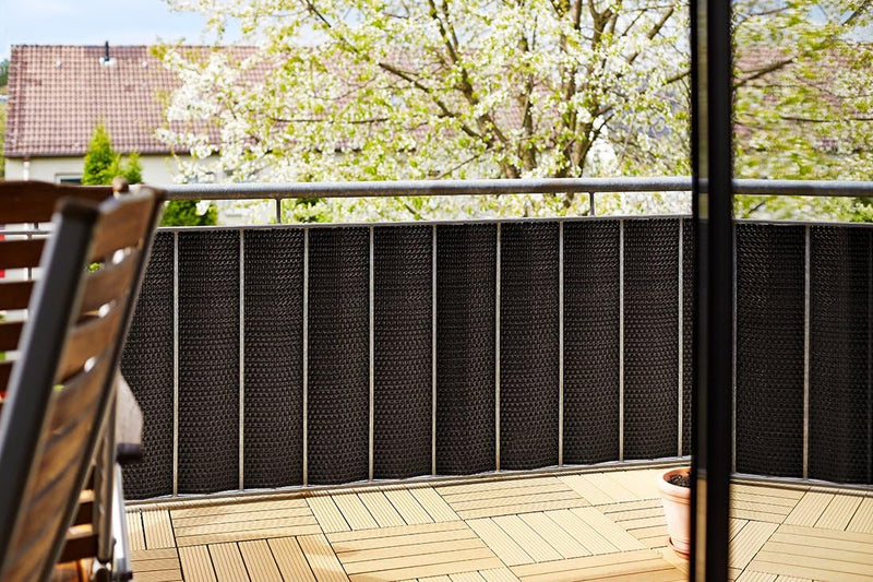 GARTENFREUDE Polyrattan Sichtschutz Balkon Matte Balkonsichtschutz Balkonblende Windschutz oder Zaun