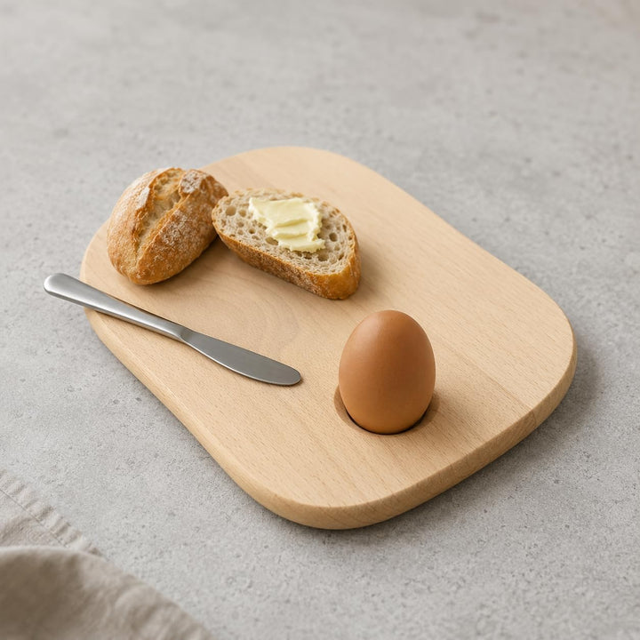 HOFMEISTER® Frühstücksbrett Kernbuche mit Eiloch - Zweifarbiges Holzbrett für Frühstück, Brot &amp; Snac