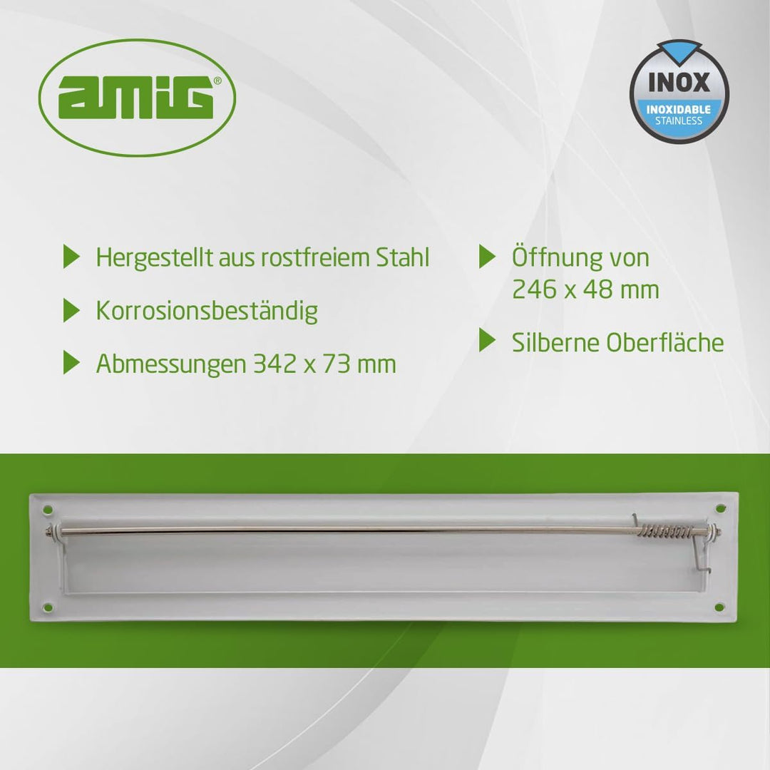 Amig - Briefkastenschlitz Edelstahl Silber Mod. 2 - Klappe für Wände oder Türen - Briefsammler mit E