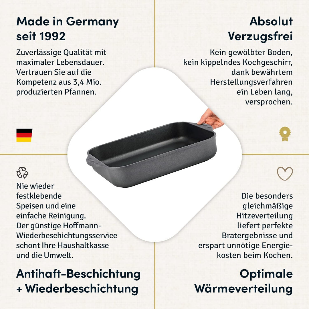 Hoffmann Hoffmann Aluguss Bratreine Auflaufform Induktion I Bräter Rechteckig 32x 24,5 x 6 cm Innenm