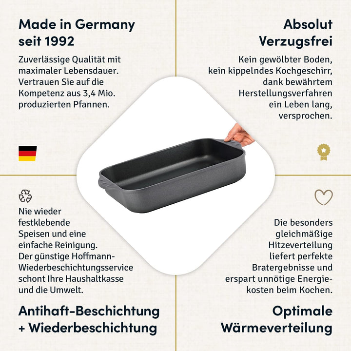 Hoffmann Hoffmann Aluguss Bratreine Auflaufform Induktion I Bräter Rechteckig 32x 24,5 x 6 cm Innenm