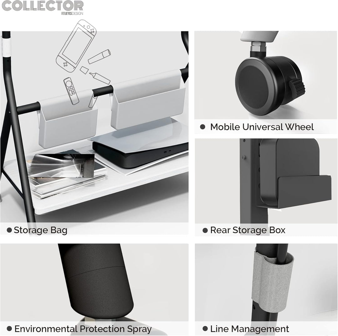 FITUEYES Design Mobiler TV Ständer Rollbar, TV Stand für 55 60 65 70 75 78 Zoll TV bis 45kg, Höhenve