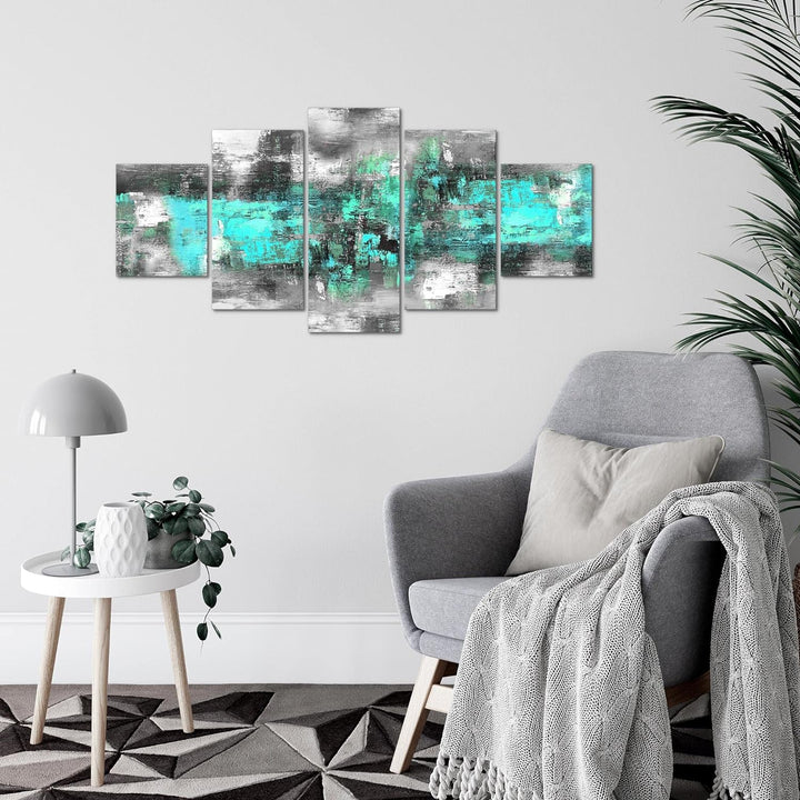 Runa Art Wandbilder Abstrakt 5 Teilig Bild auf Vlies Leinwand Deko Wohnzimmer Schlafzimmer Gemälde T