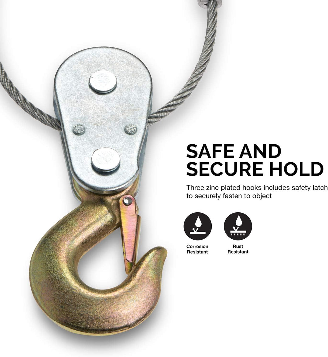 NEIKO 02256A Come Along Seilwinde, 5 Tonnen (4,5 kg) Zugkapazität, 3 Fuss, 3 Haken, robustes Stromka