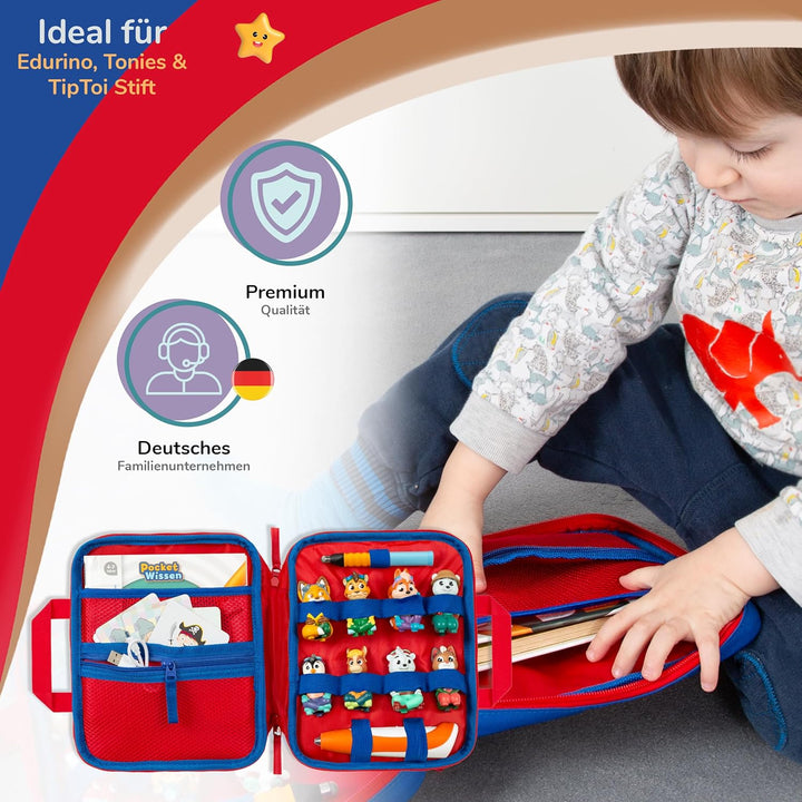 Tasche für Edurino &amp; Tonies Figuren im Paolo Pirat Design in Blau I Aufbewahrung für Edurino Stift,