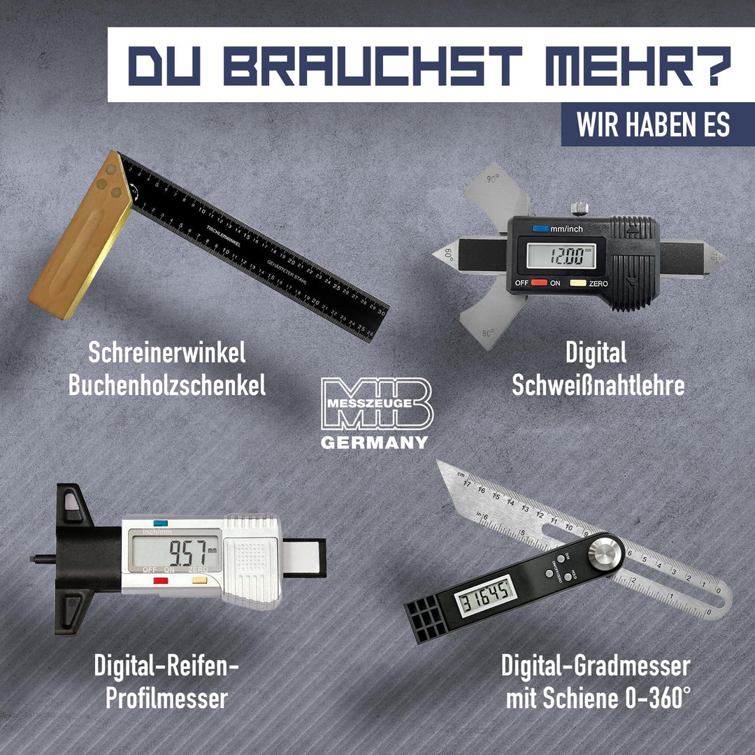 MIB Messschieber mit Feststellschraube DIN 862 200mm | Schieblehre rostfreier Stahl | Analog Messsch