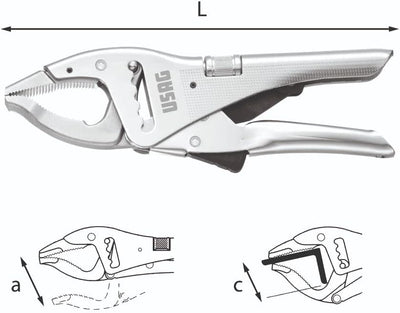 USAG U01350510 - 135 B - Feststellzange mit Feststellschiene und langen Backen Lange Backen, Lange B