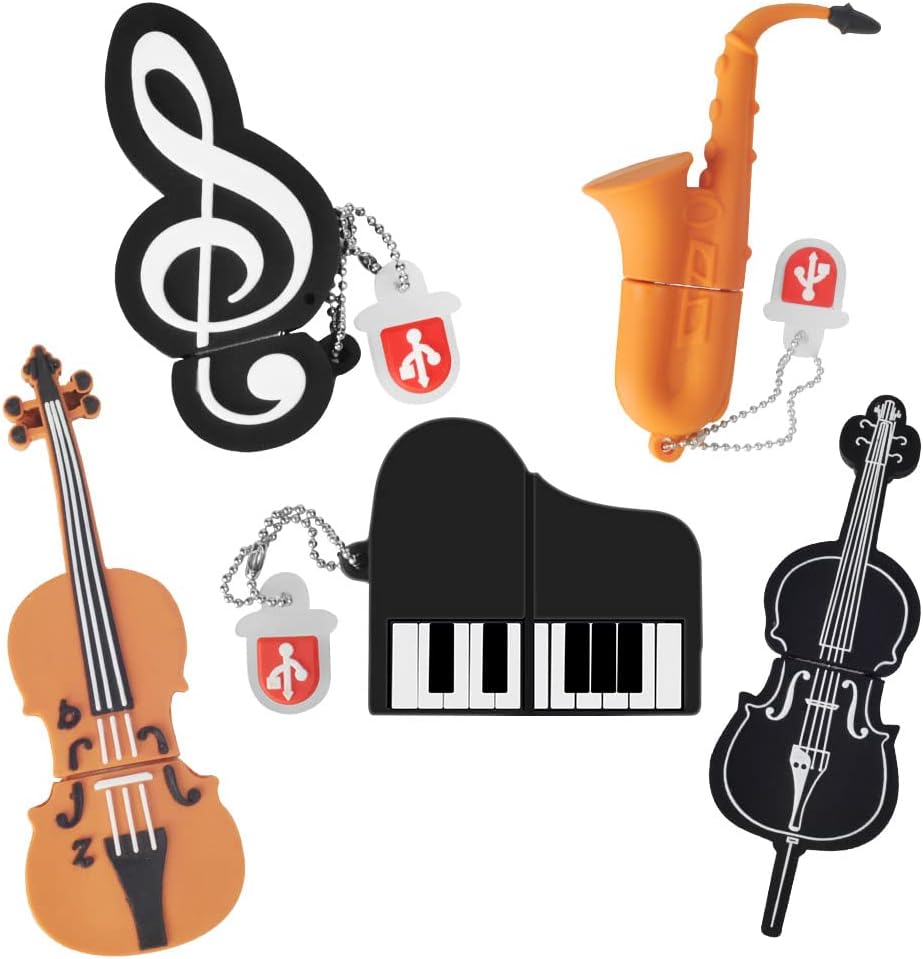 32GB*5 USB-Stick USB-Flash-Laufwerk Noten/Klavier/Saxophon/Violine/Cello, Memory Stick Cartoon Speic