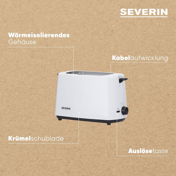 SEVERIN Automatik-Toaster, Toaster mit Brötchenaufsatz, hochwertiger Toaster mit Krümelschublade und