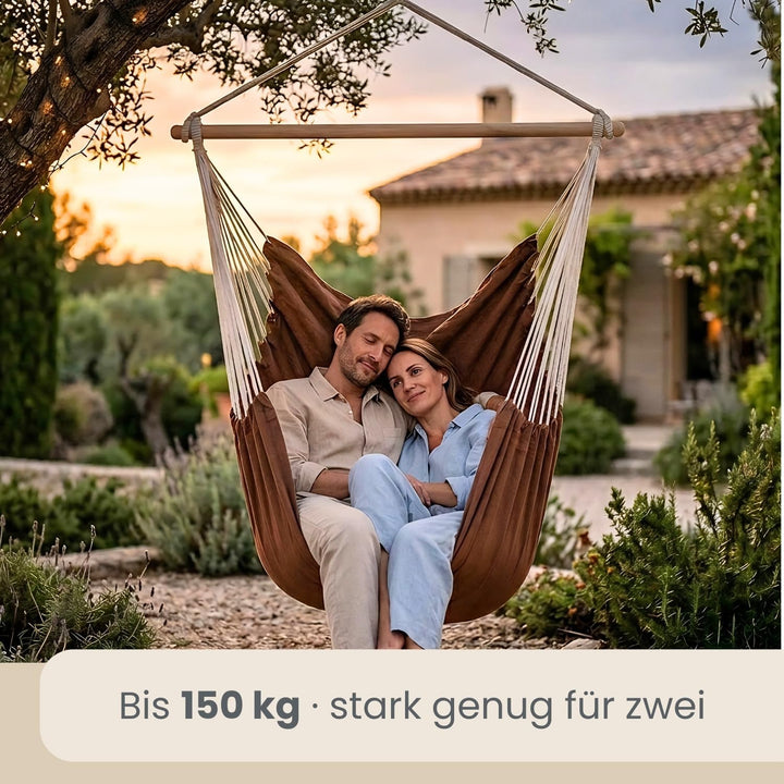 AMANKA XXL Hängesessel 185x130cm für Garten, Balkon & Terrasse - Schwebesessel Belastbar bis 150kg -