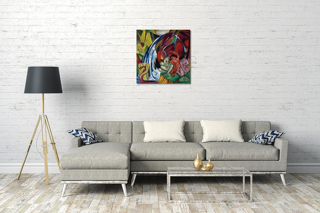 Printed Paintings Leinwand (70x70cm): Franz Marc - Der Wasserfall (Frauen unter einem Wasserfall) (1