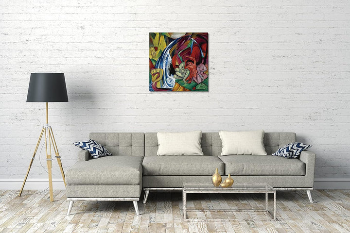 Printed Paintings Leinwand (70x70cm): Franz Marc - Der Wasserfall (Frauen unter einem Wasserfall) (1