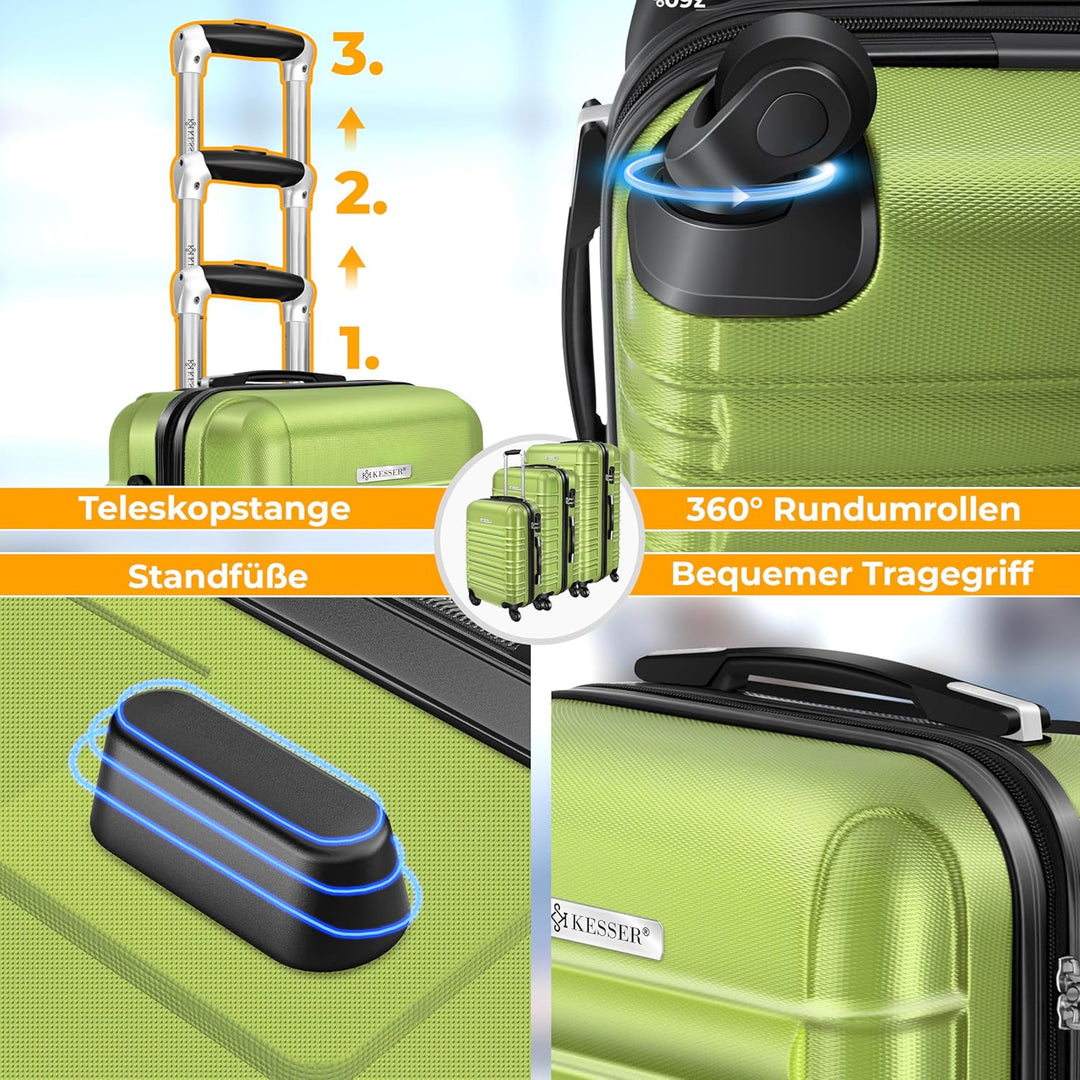 KESSER® Handgepäck Reisekoffer 55L Hartschalen-Koffer Inkl. Kofferwaage + Gepäckanhänger | Trolley G
