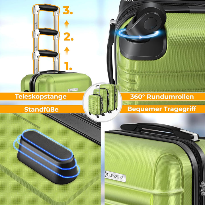 KESSER® Handgepäck Reisekoffer 55L Hartschalen-Koffer Inkl. Kofferwaage + Gepäckanhänger | Trolley G