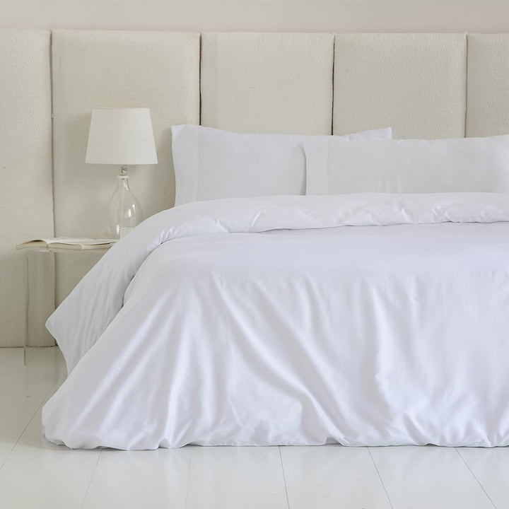 COTTON ARTean Bettwäsche-Set, ägyptische Baumwolle, Fadenzahl 300, Weiss, Bett 180 x 190/200, 100 %