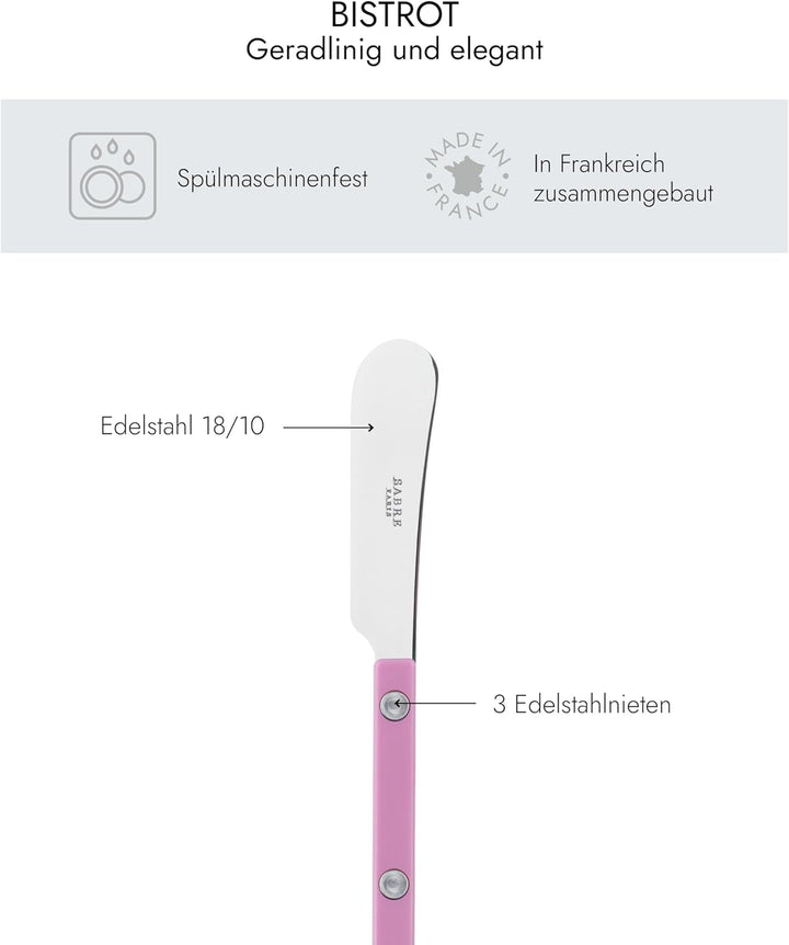 SABRE PARIS - 2er Set Buttermesser 14 cm - Bistrot - Ideal Für Butter, Aufstrich - Edelstahl & Nylon