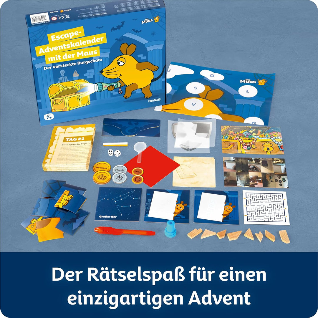 Escape Adventskalender mit der Maus, Der versteckte Burgschatz (Ausgabe für den Buchhandel) UV-Stift