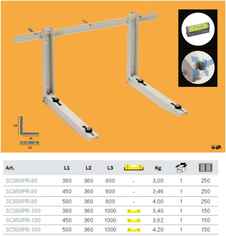 HANTECH Wandhalterung für Klimaanlage Aussengerät bis 165kg - Wandkonsole Set für Split Klimagerät o