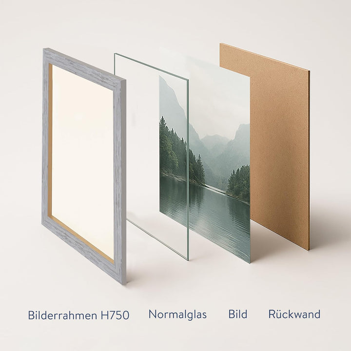 WANDStyle Bilderrahmen Strandhaus Stil 40x50cm I Farbe: Grau I Fotorahmen I rustikaler Holzbilderrah