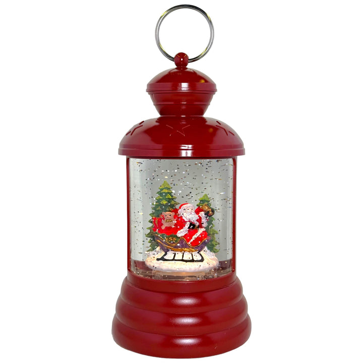 MIJOMA weihnachtliche LED Laterne Schneekugel aus Glas – Ausführung Weihnachtsmann im Schlitten, war