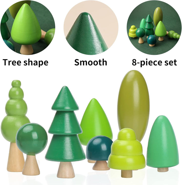 8er-Pack Baum Spielzeug aus Holz für Kinder, Verschiedene Grössen Bäume Wald Rustikal Deko für Wohnk