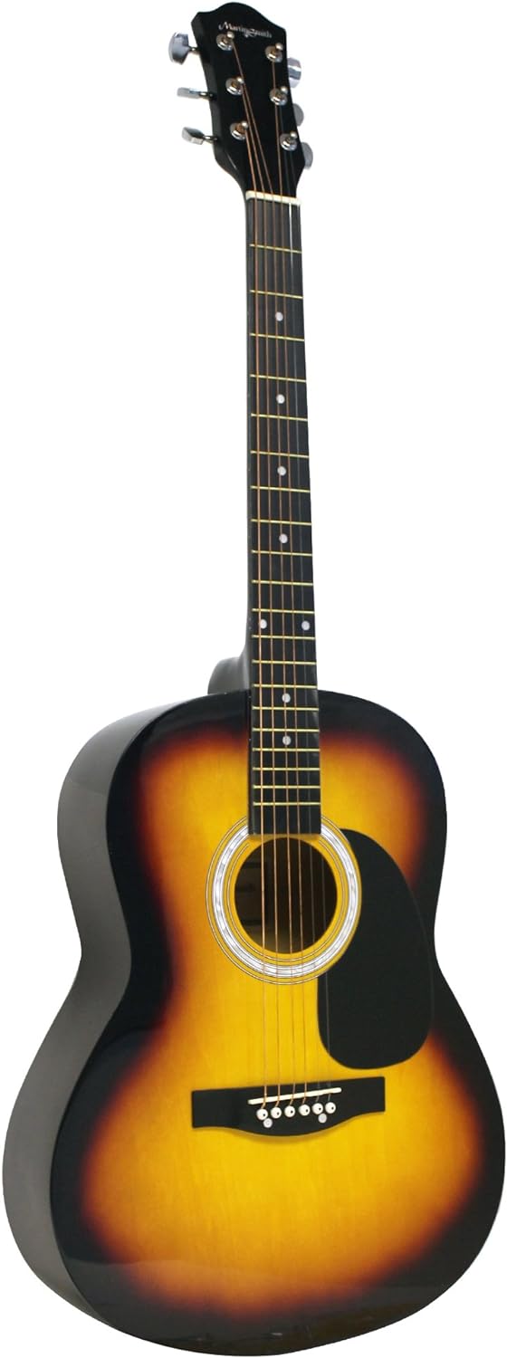 Martin Smith Akustikgitarre mit Gitarrensaiten, Gitarrenplektren & Gitarrengurt - Sunburst Sonnendur