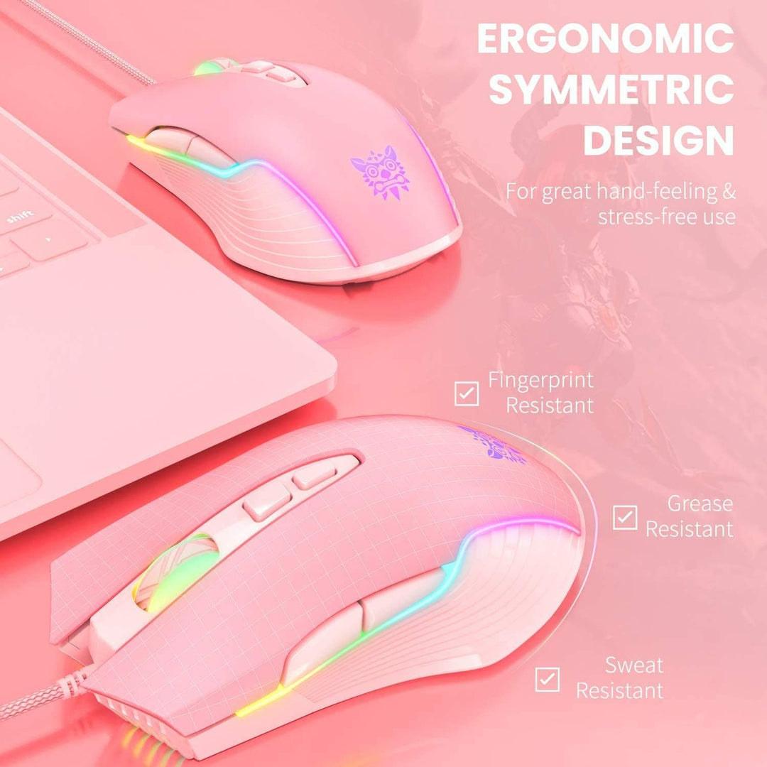 RGB Gaming-Maus, kabelgebunden, 6 einstellbare DPI bis zu 6400, ergonomische Gamer Laptop PC Maus mi