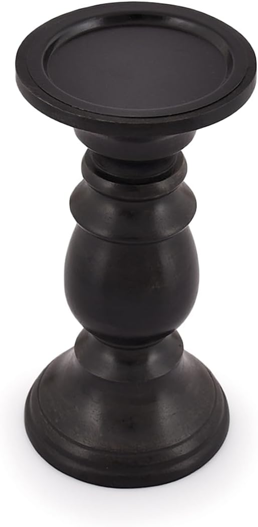 SAMHITA Set mit 3 Kerzenhaltern aus Mangoholz, in schwarzer Oberfläche, für Tischdekoration, Kerze f