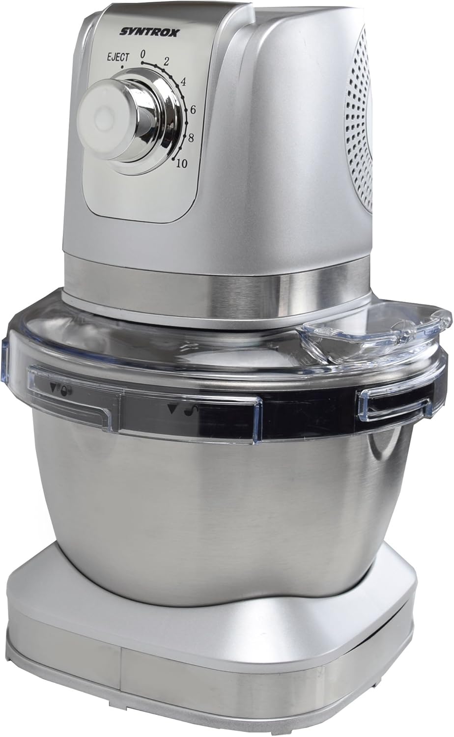 Syntrox Germany KM-600W Küchenmaschine Knetmaschine Mixer, Edelstahl-Behälter, 4 Liter, silber