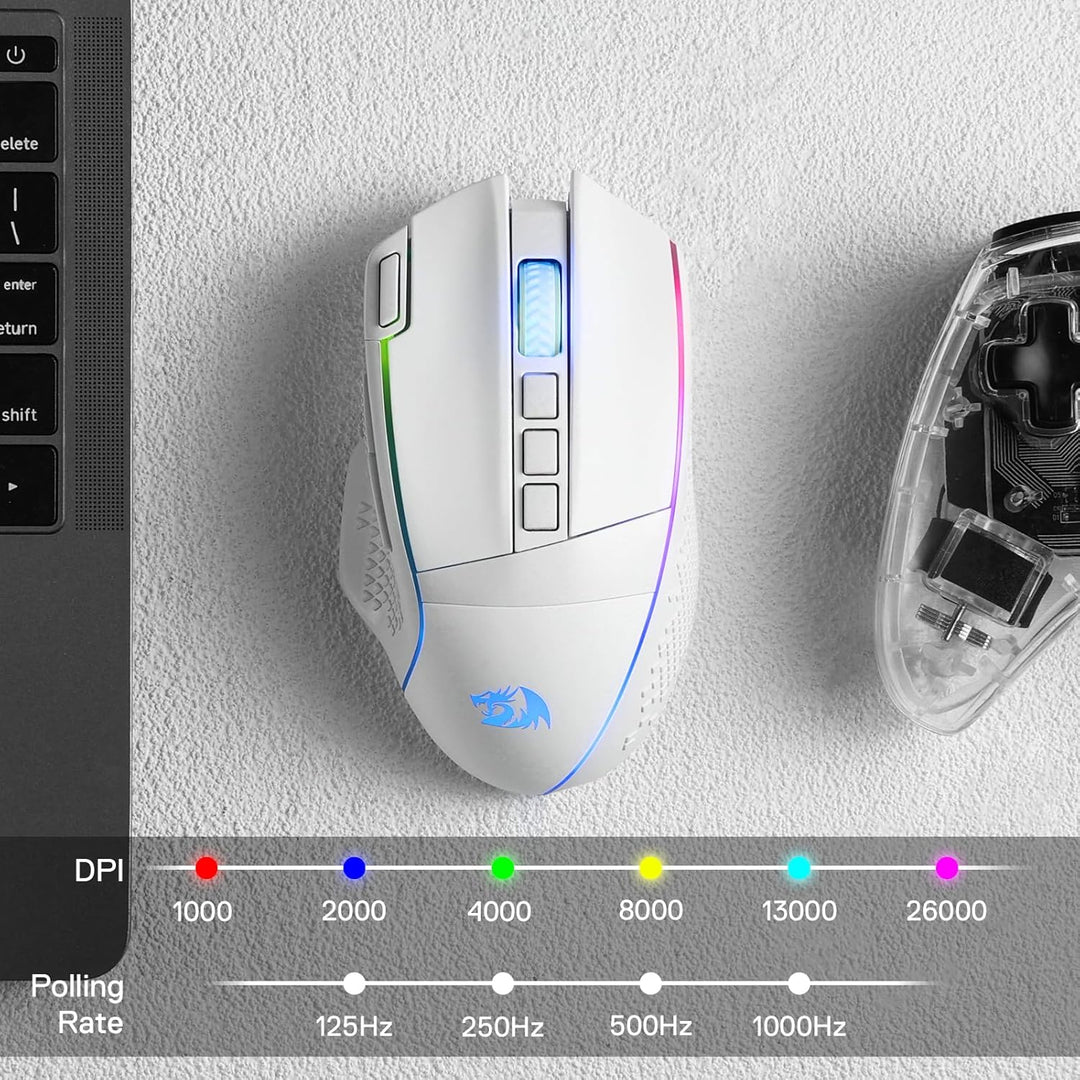Redragon M991 Kabellose Gaming-Maus, 19.000 DPI kabelgebundene/kabellose Gamer-Maus mit Schnellfeuer