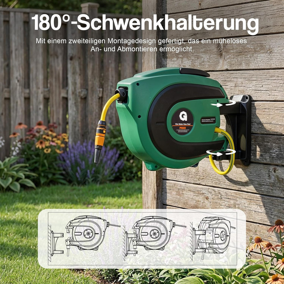 G Wasserschlauch Trommel Einziehbarer 12.5mm x 15m schlauchtrommel Premium Commercial Flex PVC wands