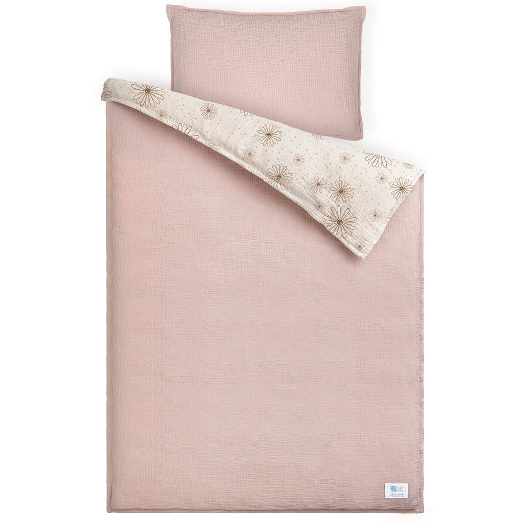 lulumoon Musselin Kinderbettwäsche 100x135: Bettbezug 100x135 + Kissenbezug 40x60cm aus Baumwolle –