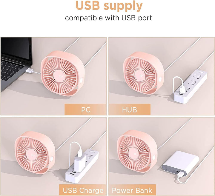 EasyAcc USB Ventilator, Mini Ventilator USB Tischventilator leise Klein 2 Jahre Garantie Starker Exq