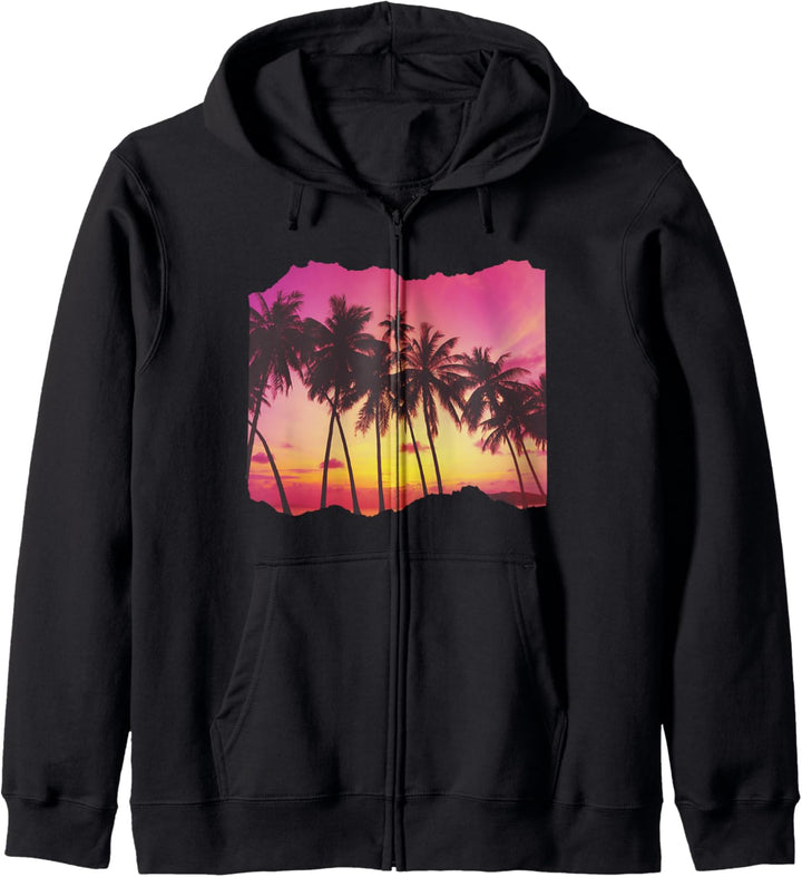Palmen Sonnenuntergang Kapuzenjacke