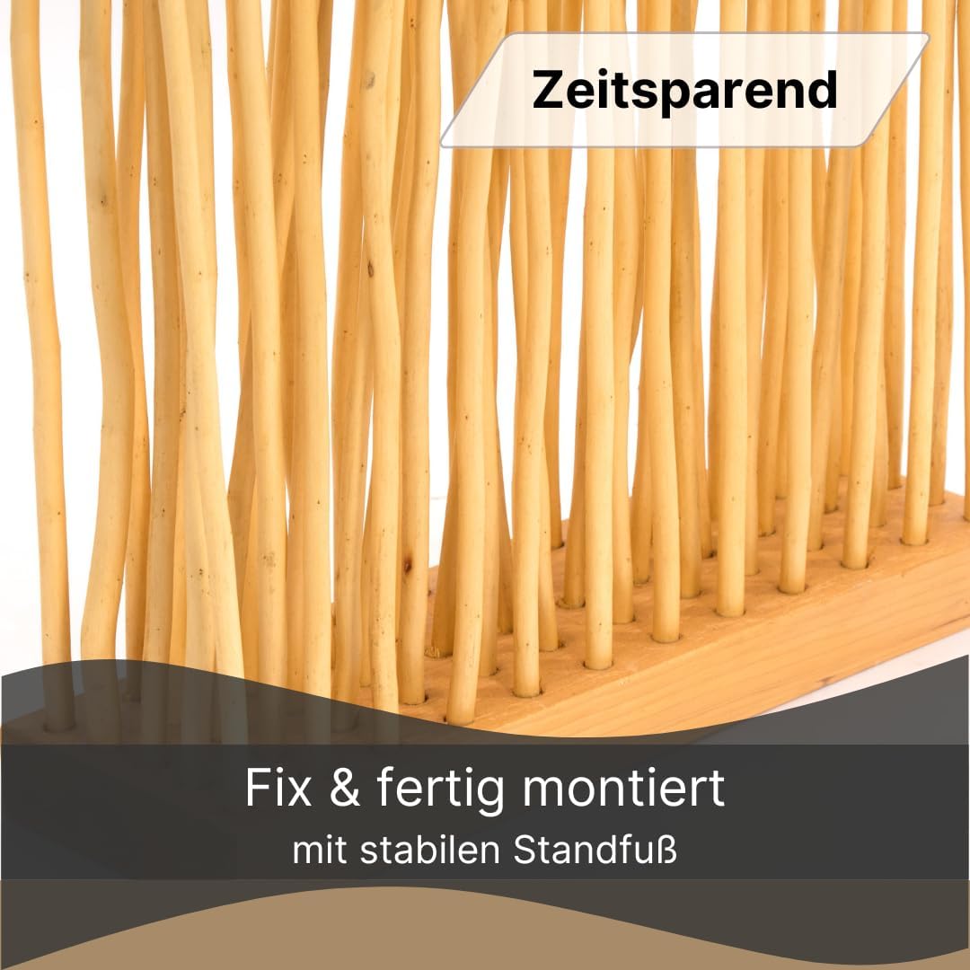 Weiden RAUMTEILER Wave | Weidenholz, 170x40cm (HxB) | Paravent aus Weidenzweigen, Raumtrenner, Stell