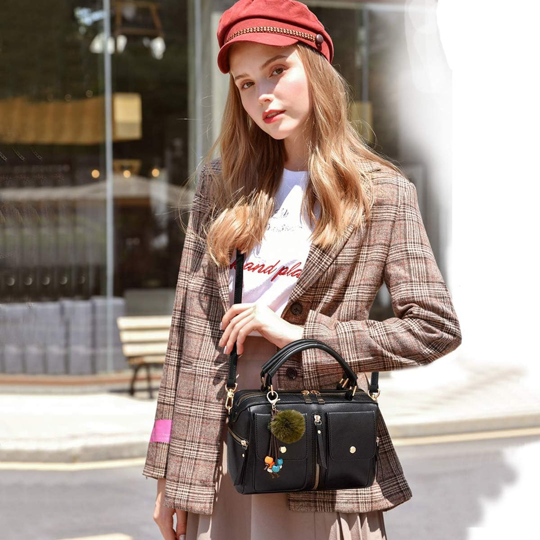 NICOLE & DORIS Damen Mode Handtaschen Modestil Kunstleder Tasche Reissverschluss Umhängetasche Damen