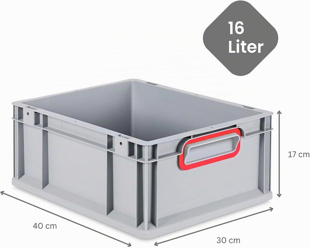 SuperSparSet 10x Eurobox NextGen Color | HxBxT 17x30x40cm | 16 Liter | Griffe rot geschlossen | Glat