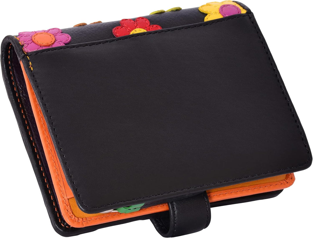 VISCONTI 100% Pur Leder Portemonnaie Damen RFID Schutz Geldbeutel Frauen Geldbörse Bifold Mehrfarbig