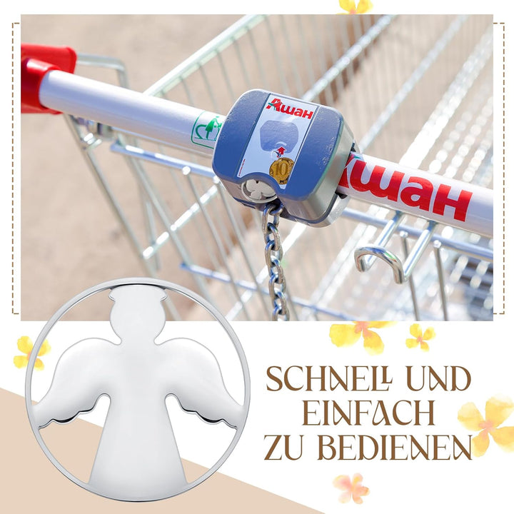 40 Stück Einkaufswagenchips Kommunion Edelstähle Einkaufschips Hochzeit Schutzengel Einkaufswagen En