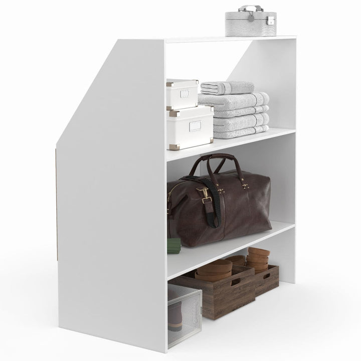 IDMarket - Regal unter Schräge 2 Ebenen TOMI 100 x 50 x 70/110 cm weiss