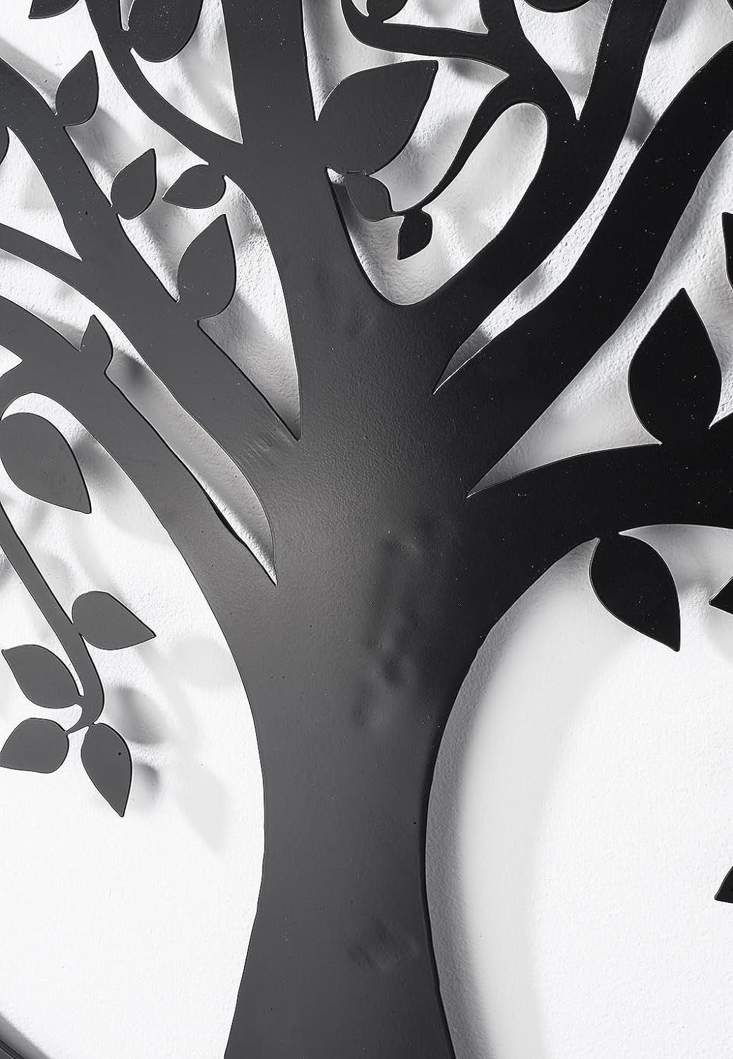 Kobolo Wandbild Wanddeko Metallbild - LIVING - Metall rund schwarz - Lebensbaum Baum - 60cm