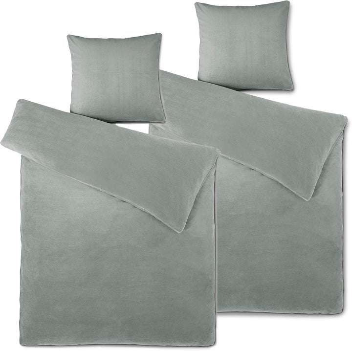 aqua-textil Feelwell Bettwäsche 155 x 220 cm 4teilig Coral Fleece Bettbezug Thermo Flausch silber gr