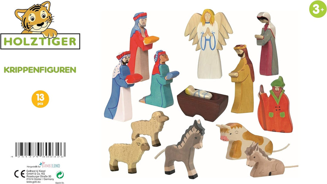 Holztiger Krippenfiguren - Grosses Holztiger Set - 13 Krippenfiguren und