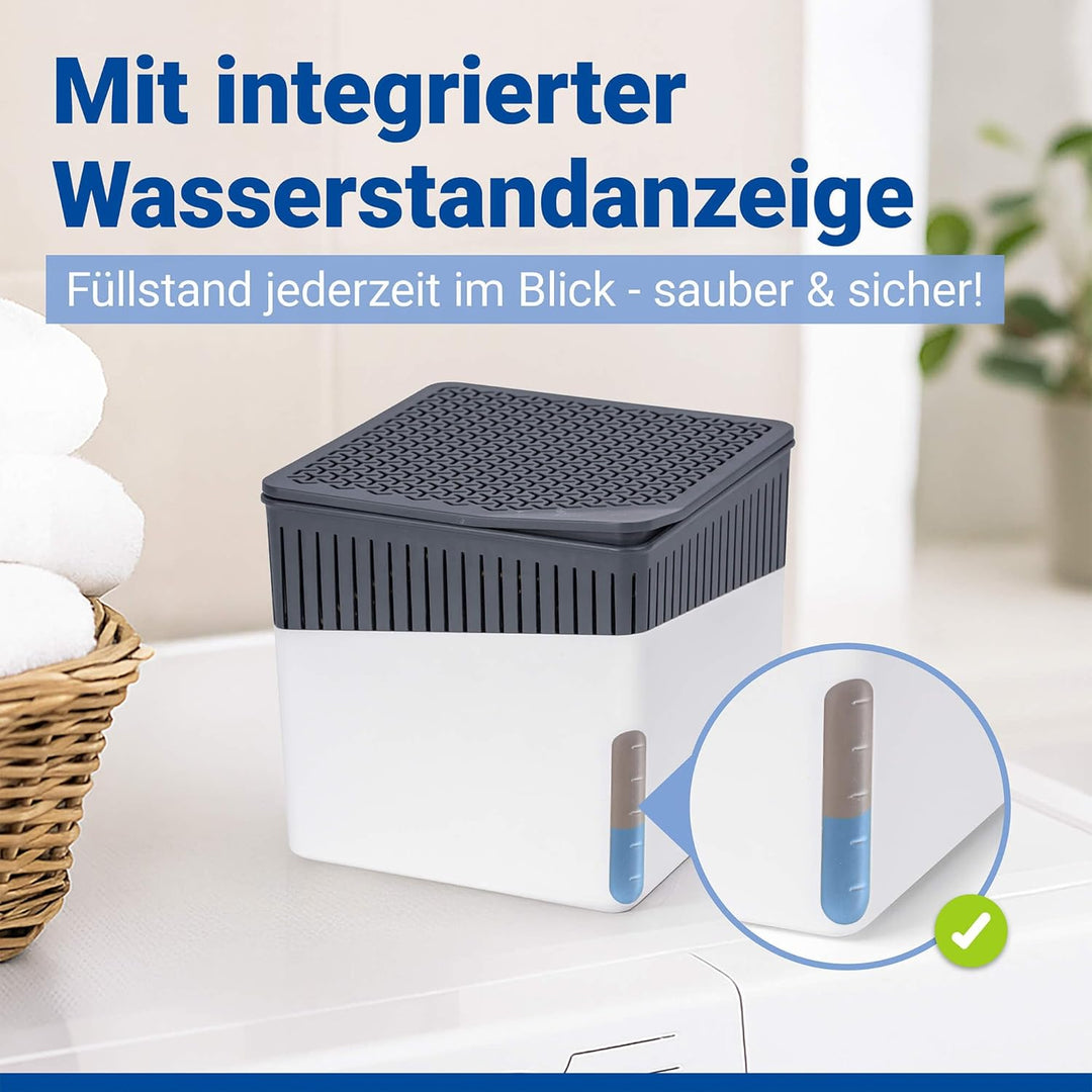 WENKO Raumentfeuchter Cube 1000 g weiss Luftentfeuchter reduziert Schimmel & Gerüche Auffangschale L