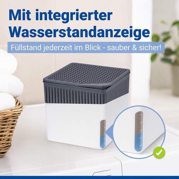 WENKO Raumentfeuchter Cube 1000 g weiss Luftentfeuchter reduziert Schimmel & Gerüche Auffangschale L