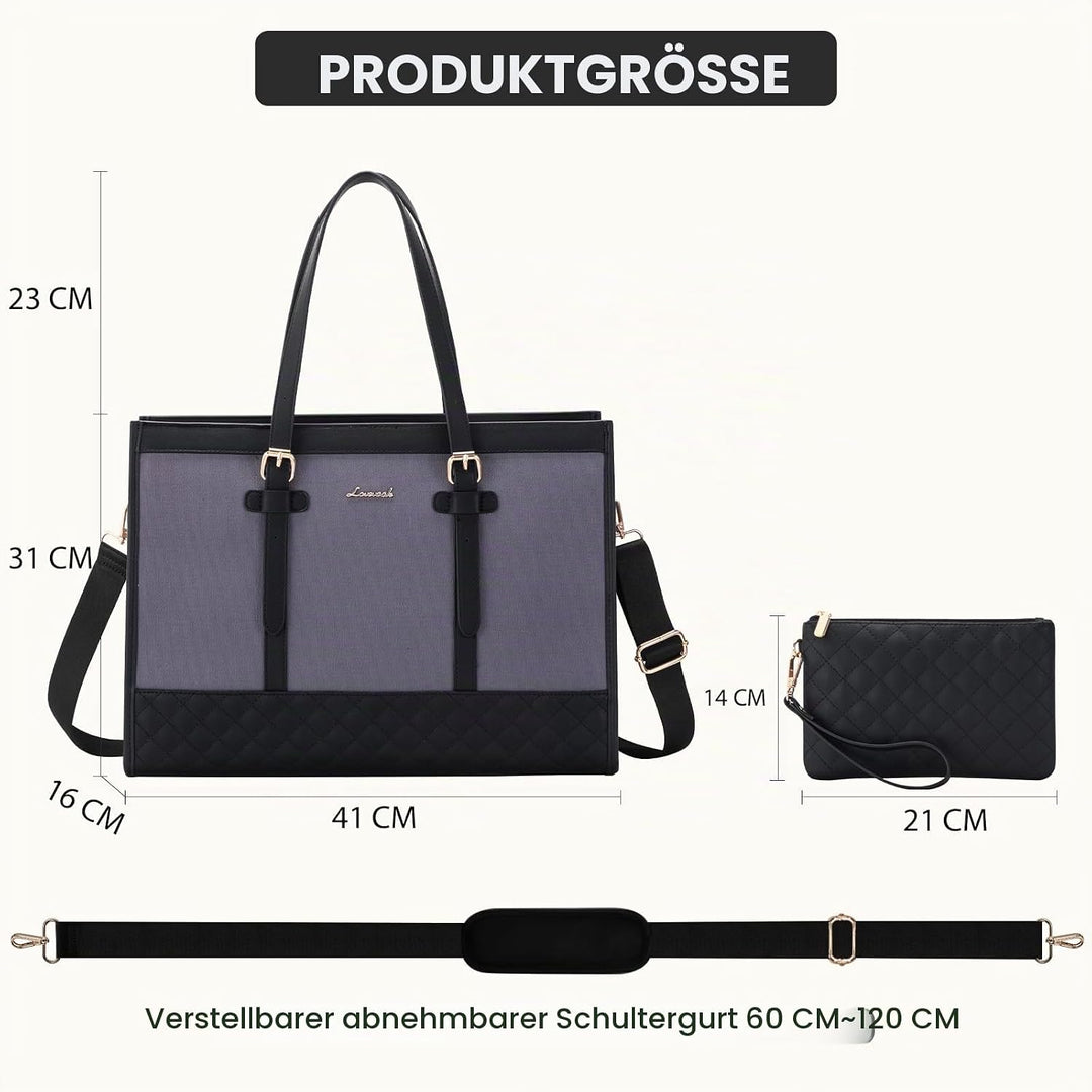 LOVEVOOK Handtasche Damen aus Leder &amp; Canvas, Laptoptasche 15,6 Zoll, Lehrertasche Aktentasche gross