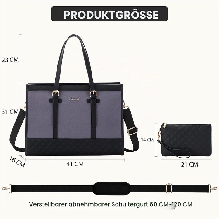 LOVEVOOK Handtasche Damen aus Leder &amp; Canvas, Laptoptasche 15,6 Zoll, Lehrertasche Aktentasche gross