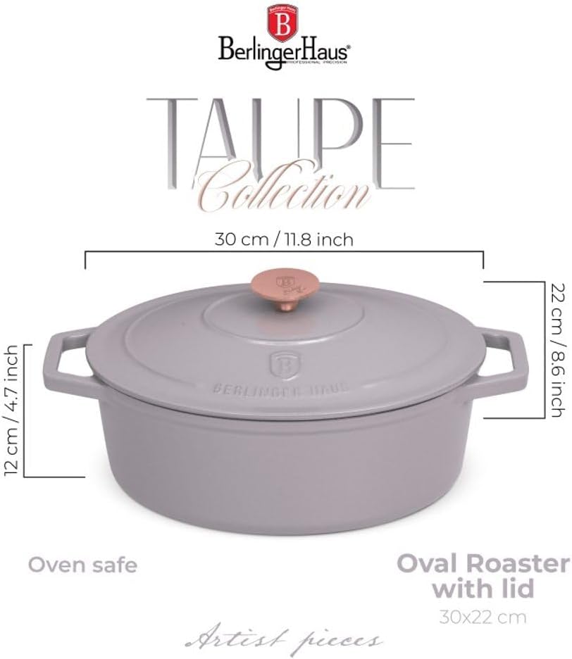 Berlinger Haus Gusseisen-Backform mit Deckel 30 cm Taupe Collection BH-6541